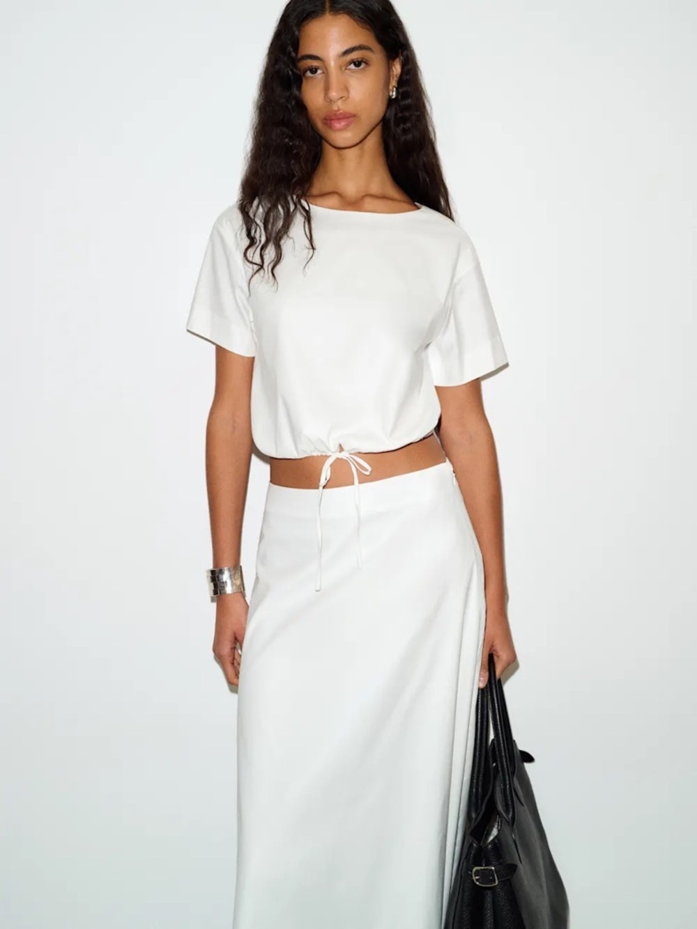 NEW Reformation Jordan Two Piece Short Sleeve Skirt Set Cotton White | US 4 UK 8 - Picture 2 of 16
